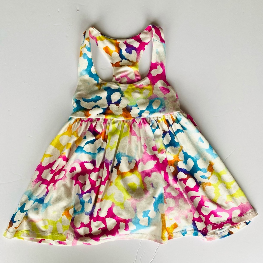 Rainbow leopard, kids racerback tank, size 6